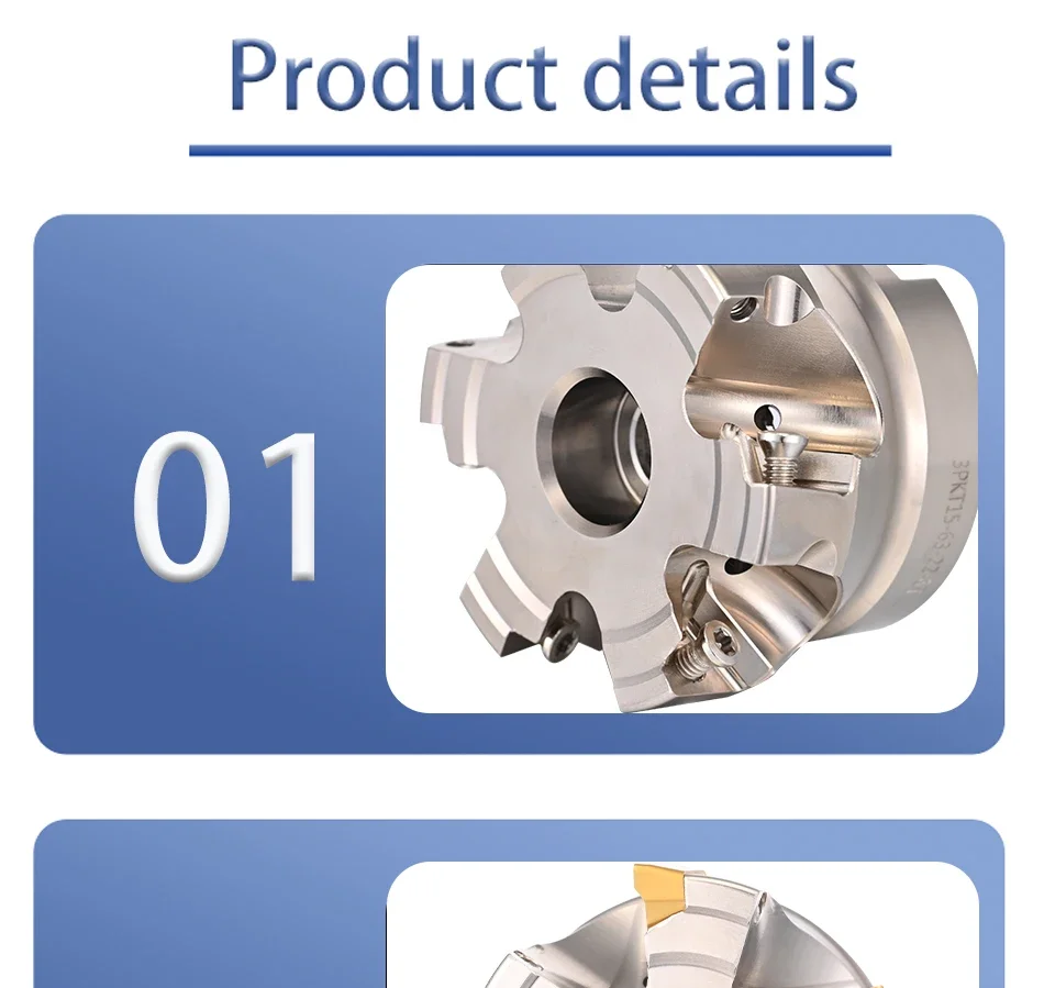 BYGD 3PKT 3PTF90 50 63 80 100 Schneidkopf, Einsatz 3PKT15 3PKT150508, passend zu BT BT40 NT40 HSK63 FMB FMB22 FMB27 Werkzeughalter. – Detail 15