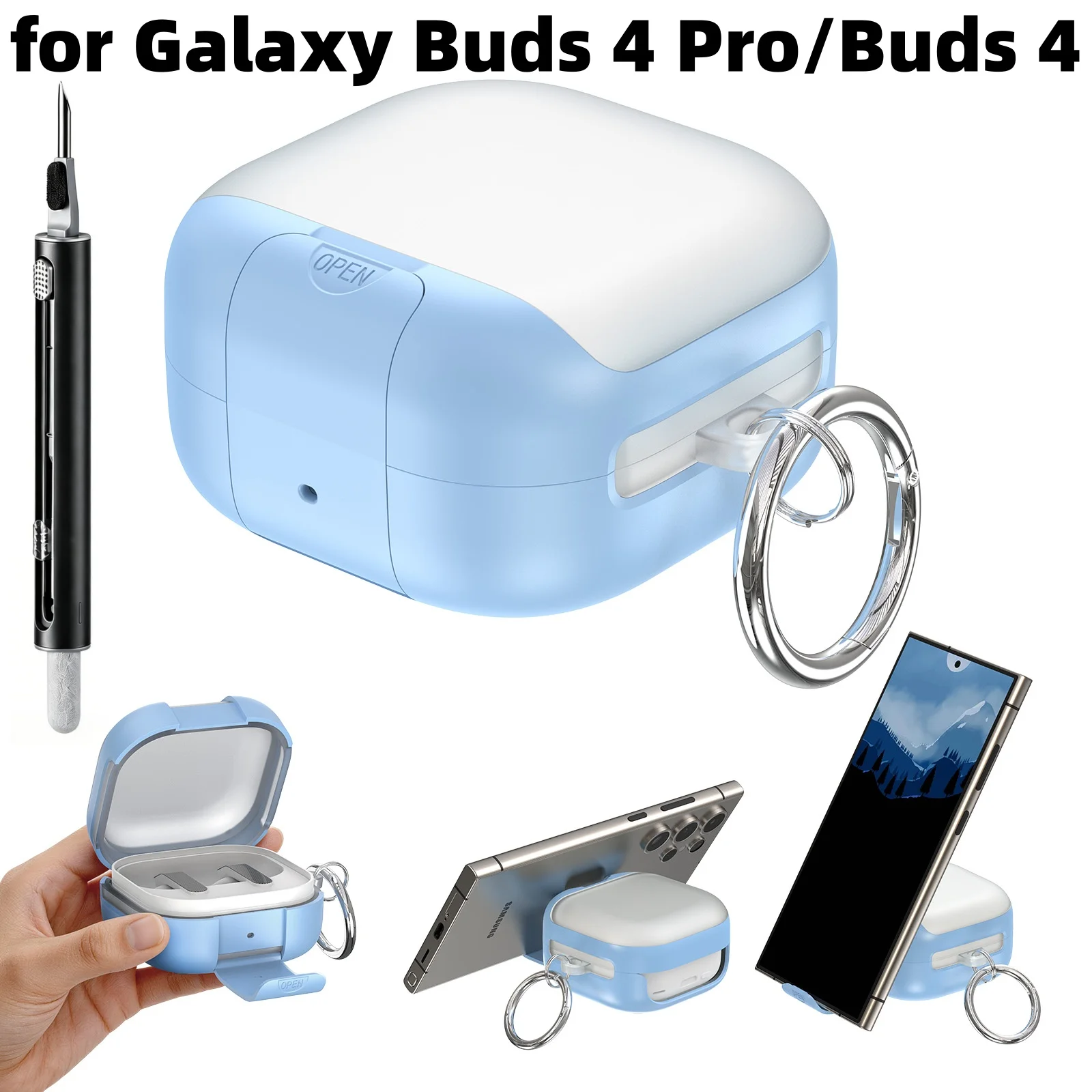 Earphone Case for Samsung Galaxy Buds 4/Buds 4Pro Secure Lock Case Compatible with Magsafe Phone Stand Cover For Galaxy Buds 4