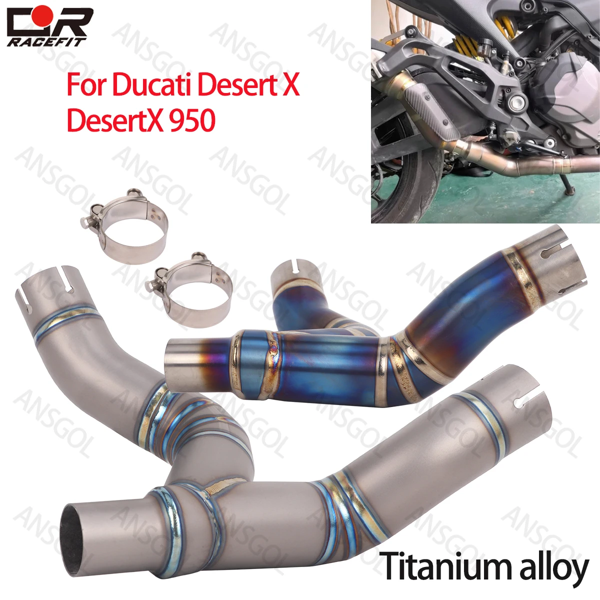 Slip on For Ducati Desert X Monster 937 950 2021-2025 Escape Exhaust Modified Titanium Alloy Middle Pipe Fit Original Muffler