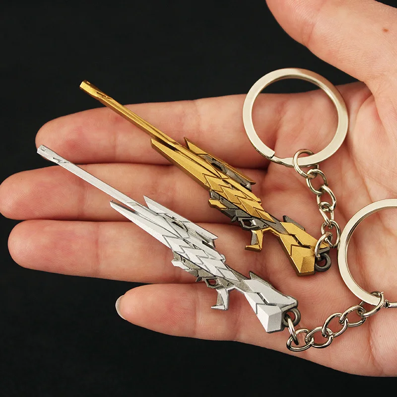 9cm Valorant Weapon Model Keychain for Men Boy Game Peripheral Araxys Operator Skin Metal Key Ring Fans Collect Jewelry Gift Toy