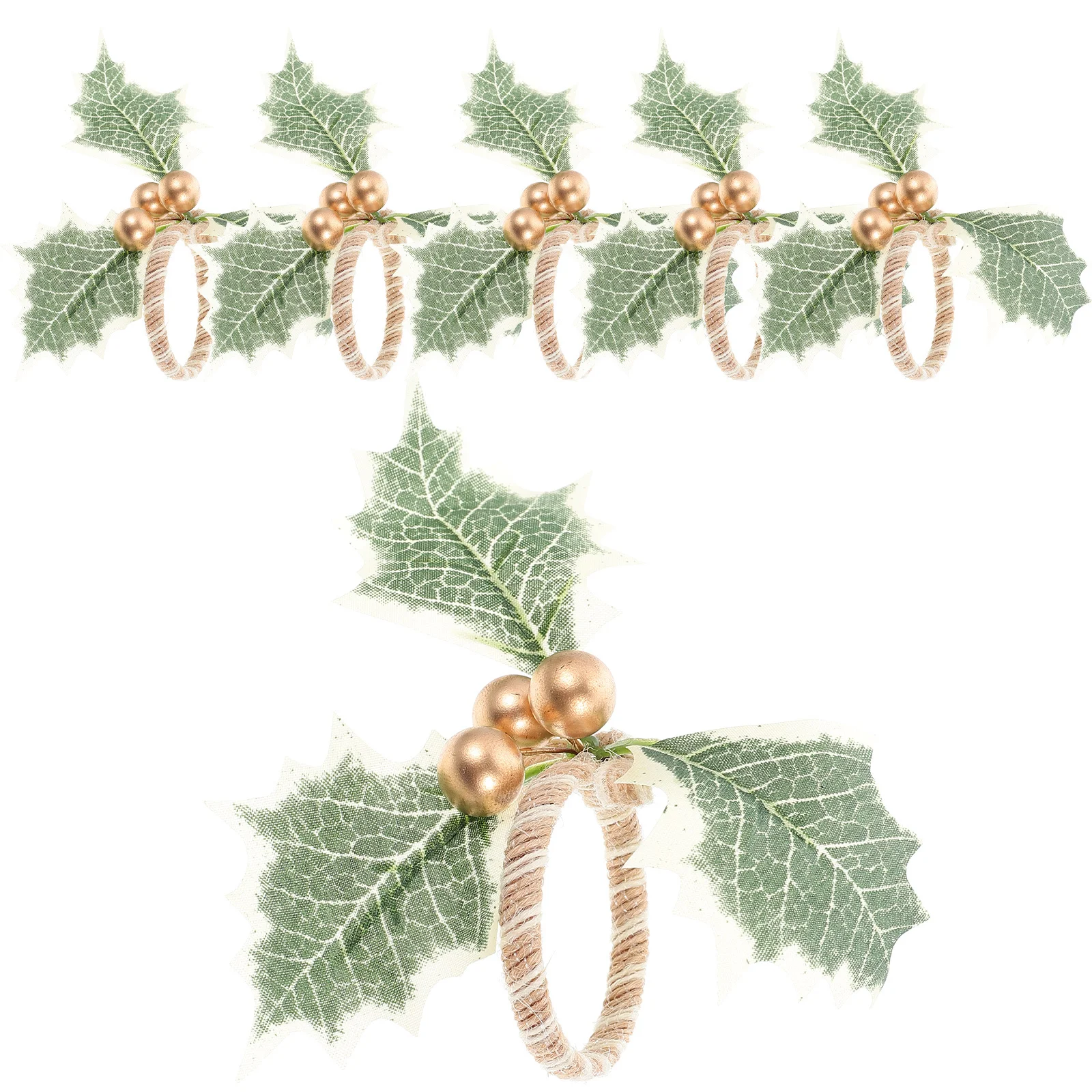 

6pcs Napkin Rings Set Christmas Table Decor Berry Leaf Design Dining Party Favors Serviette Bands For Home Hotel Restaurant