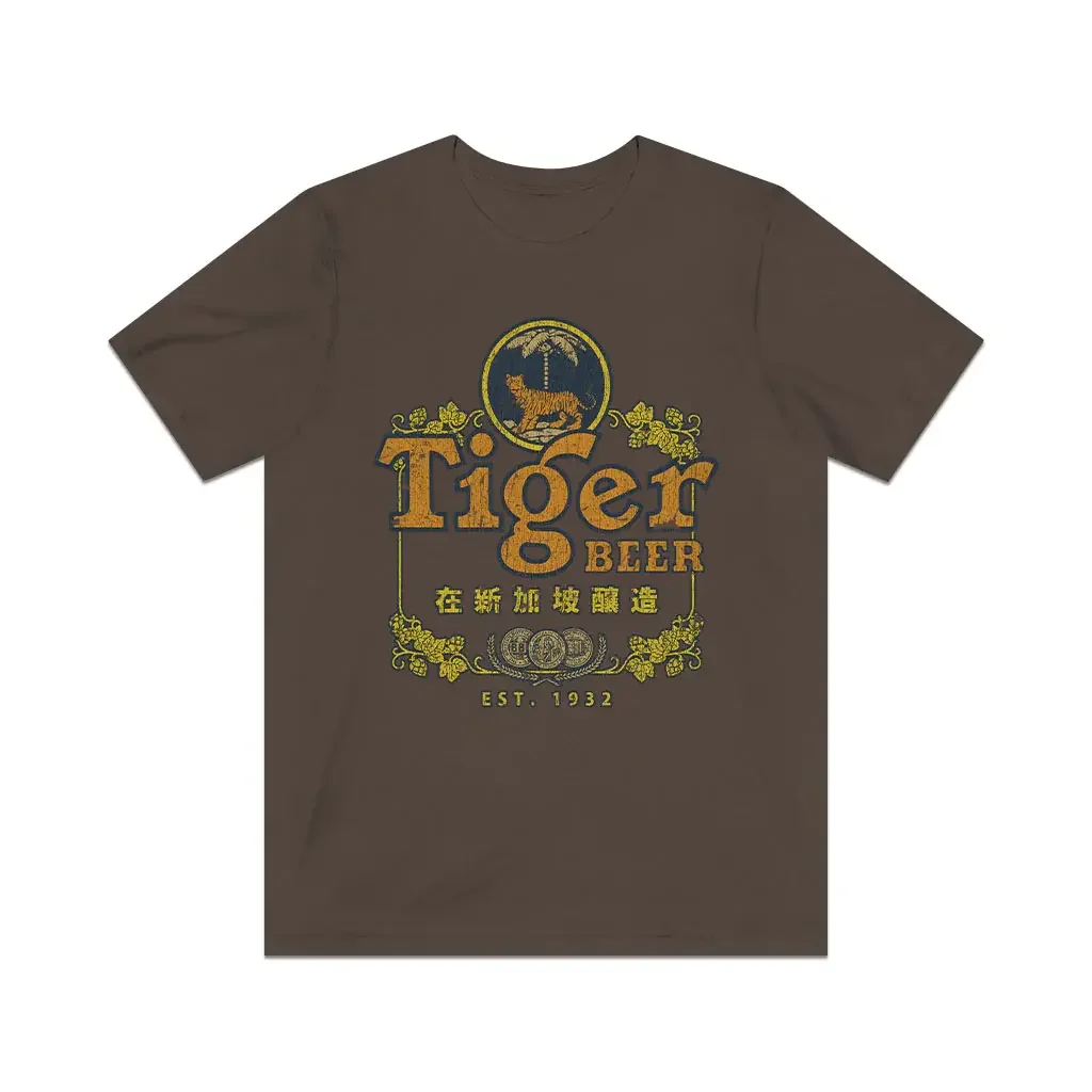 Tiger Beer Singapore 1932 Vintage Men's T-Shirt High Quality Oversized Tee