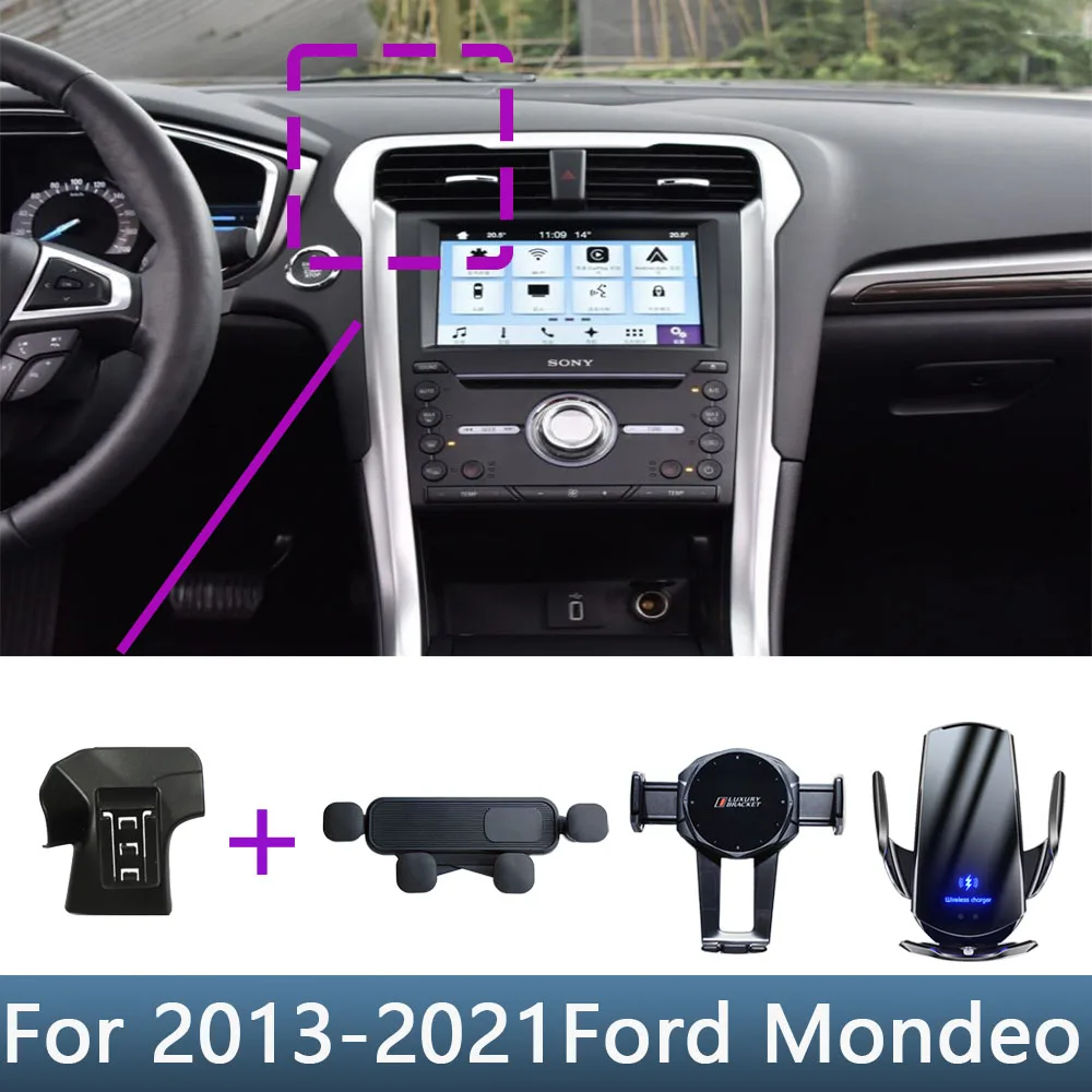 For Ford Mondeo 2013 2014 2015 2016 2017-2021 Car Phone Holder Special Fixed Bracket Base Wireless Charging Interior Accessories