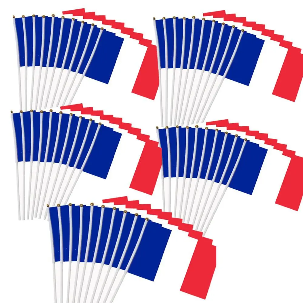 

Z-ONE FLAG100pcs France Stick Flags Blue White Red French Flag 14x21cm Hand Waving Flags Hand French Stick Flags For Parties