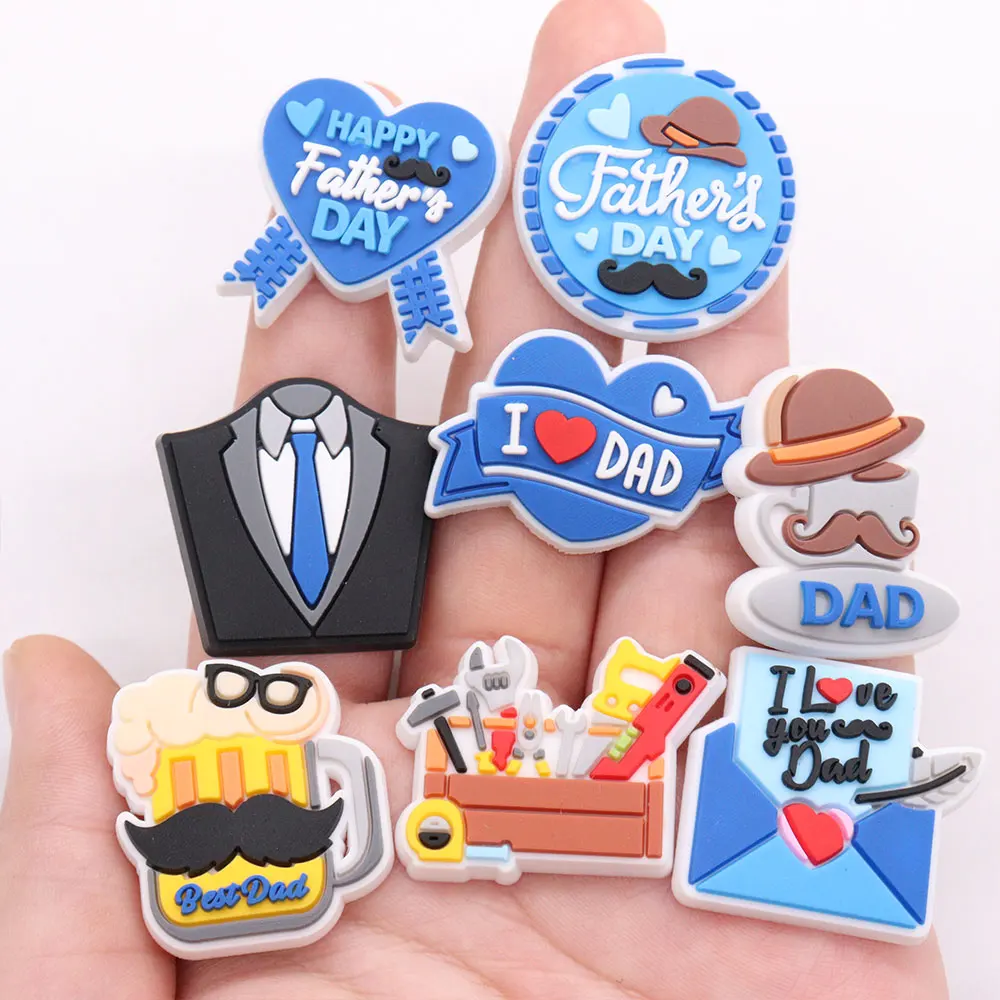 Good Quality 1-8pcs Shoe Charms Blue Envelope Boat Suit Heart Accessories PVC Shoes Decorations DIY Fit Wristbands Kids Gifts