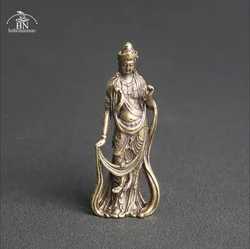 Vintage Copper Thailand Guanyin Buddha Statue Home Decorations Living Room Small Ornaments Office Desk Miniature Figurines Gifts