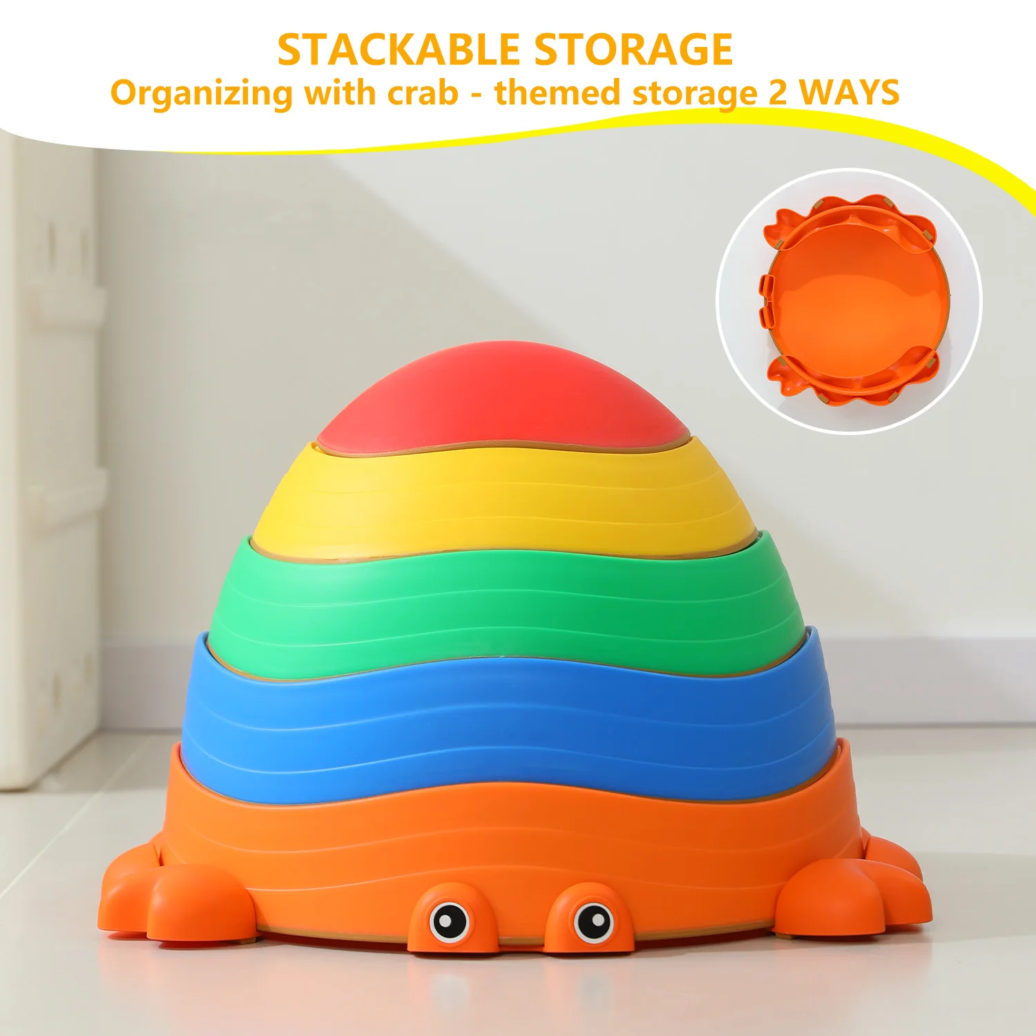 أحجار متدرجة للأطفال، 5 قطع من أحجار توازن السلطعون غير القابلة للانزلاق، أحجار الخطوات الحسية لتعزيز توازن وتنسيق الأطفال الصغار