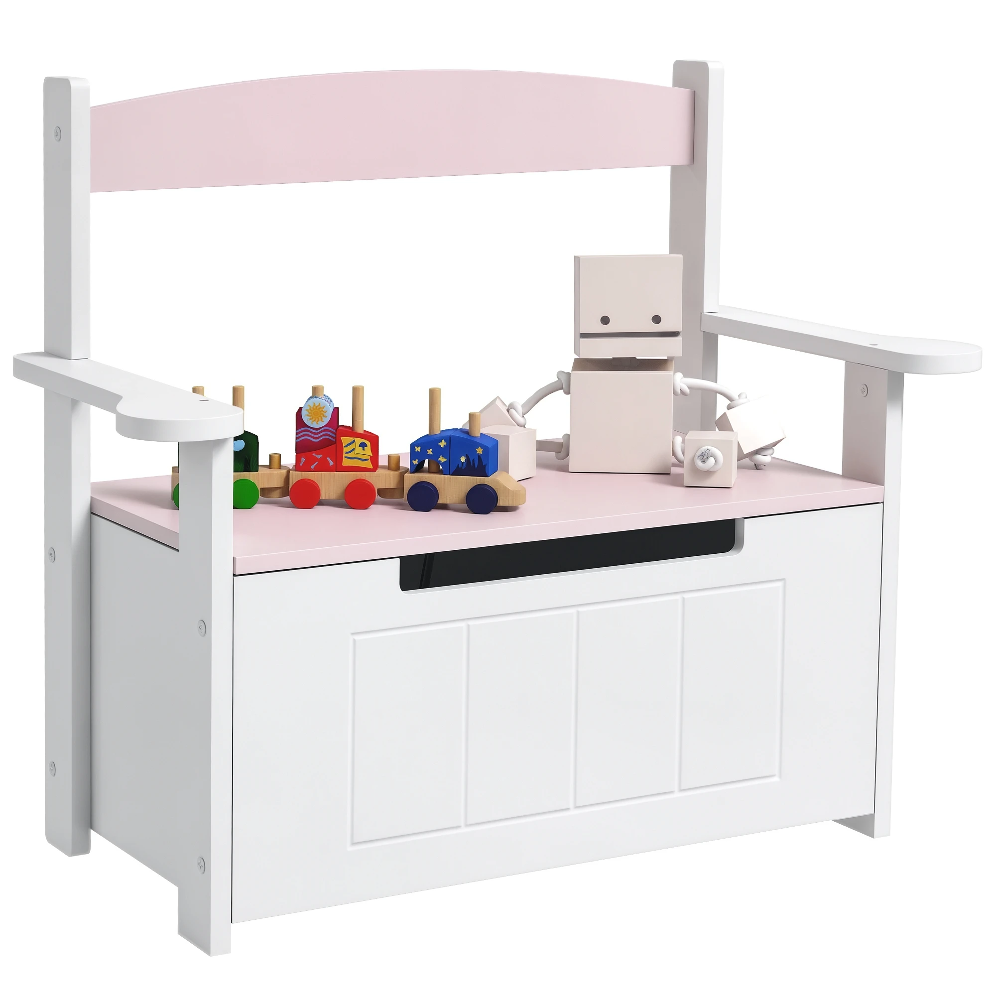 Opbergbank voor kinderen met schokabsorberende rugleuning en deksel, draagvermogen 30 kg voor speelkamers 68,5X34X58 cm