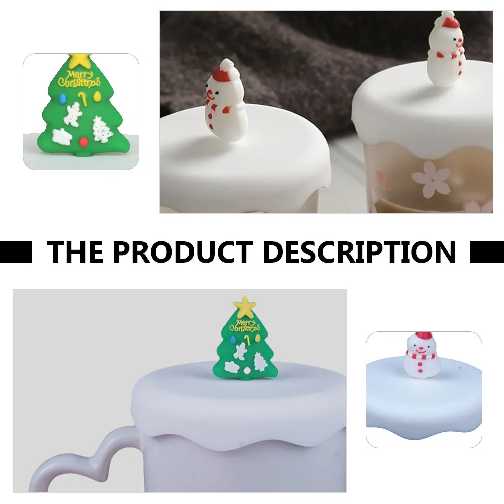 

2Pcs Cup Lid Cover Silicone Christmas Design Spill Proof Drinking Safety Tool for Daily Use Cup Lid