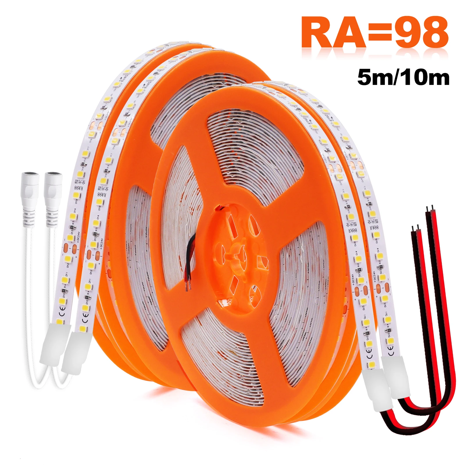 5m/10m RA98 LED Strip 12V 24V 2835 High Bright 120LEDs/m 2700K 3000K 3500K 4000K 5000K 6000K Flexible Tape Home Room Lighting