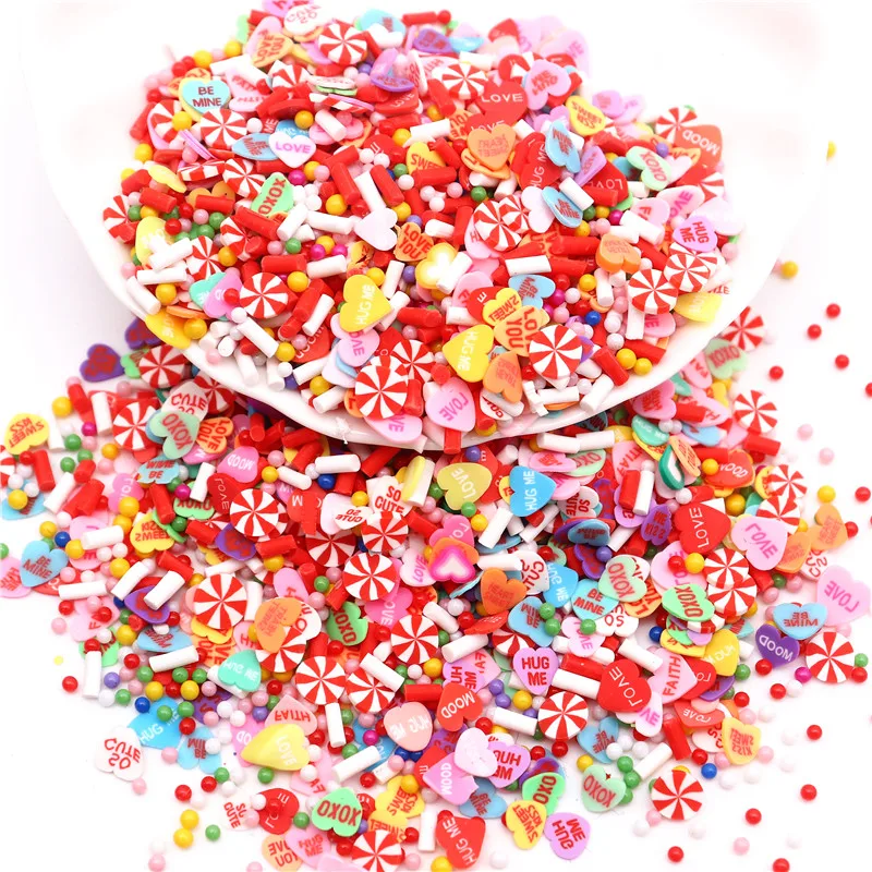 10g Valentines Mix Love Heart Clay Slice Polymer Clay Heart Sprinkles Nail Art Decorations Manicure Design Accessories Tool