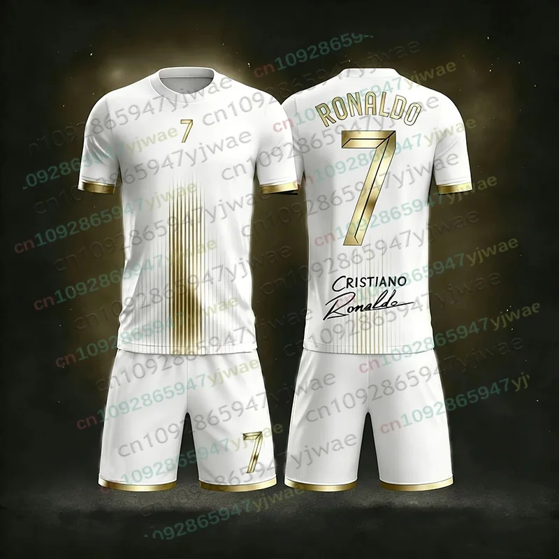 Sonderedition Ronaldo Nr. 7 Fußballtrikot T-Shirt Shorts Set Damen Herren Sportbekleidung Harajuku Sommer Casual Kinder T-Shirt oder 2-teiliges Set – Detail 10