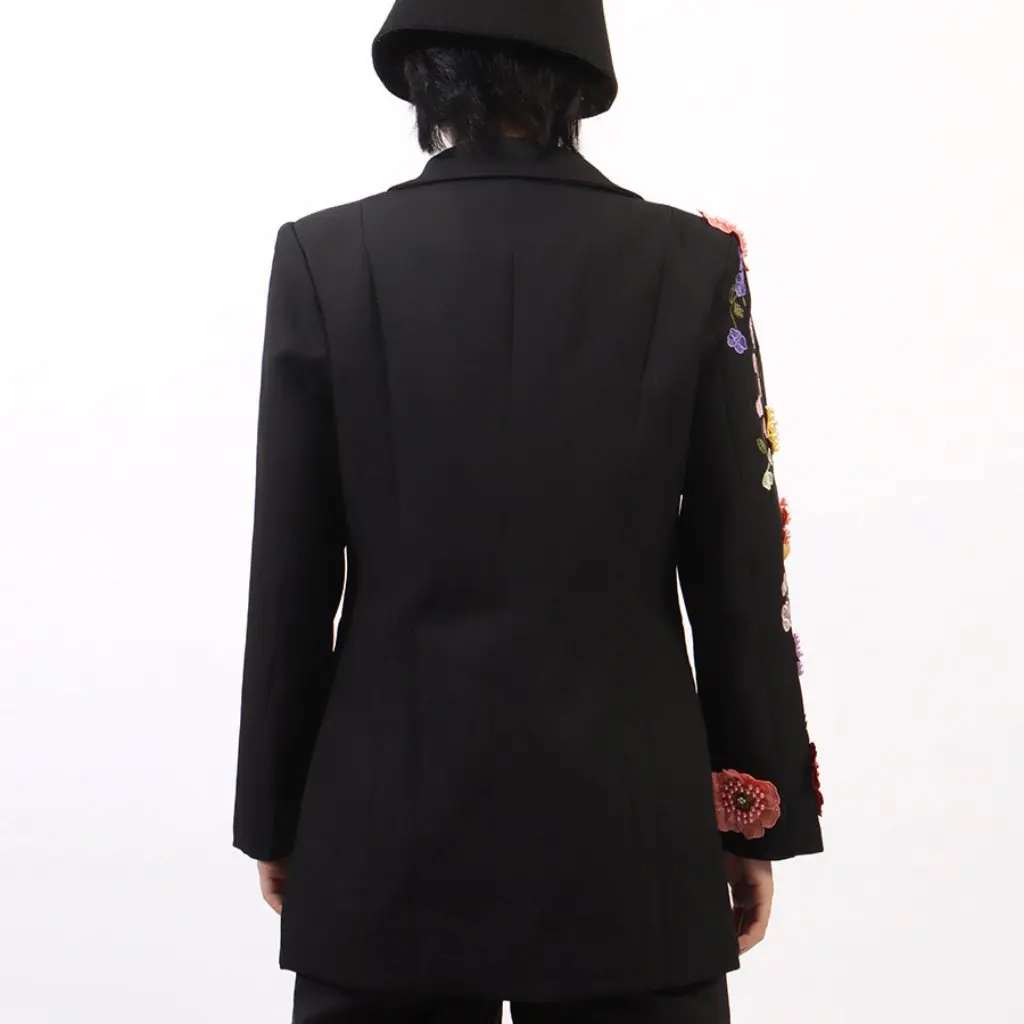 

French Elegant One Button Embroidered Slim Fit Jacket Women's Autumn New Style 3D Flower Design High Quality Fashion Outerwear