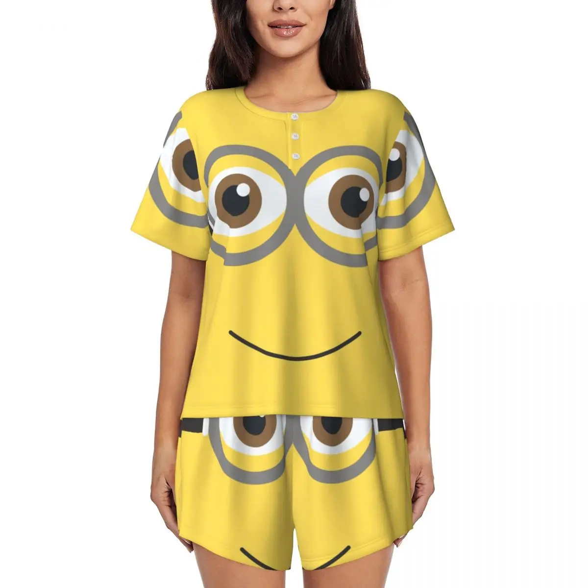 

Custom Cartoon Animation Minions Anime Pajamas Set Women's 2 Piece Short Sleeve Sleepwear Loungewear PJS Shorts Sets