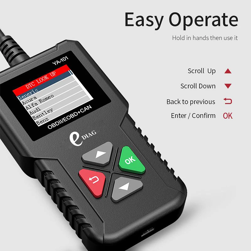 YA101 OBD2 Diagnostic Instrument Multi-Language Car Engine Fault Code Reader OBD Detector 1PC