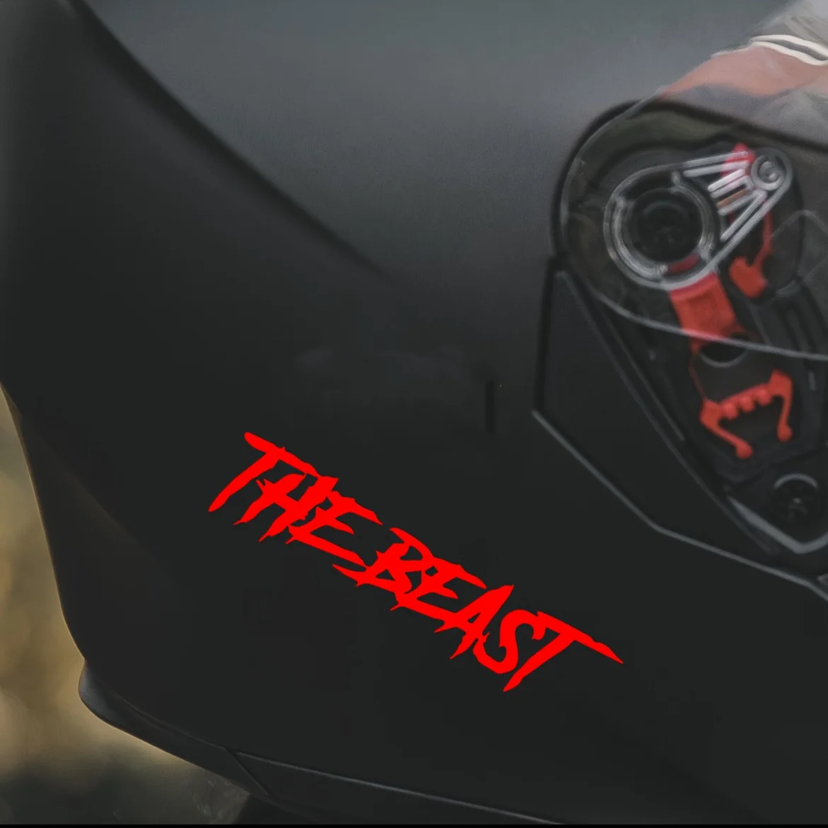 

1PC Edgy THE BEAST Waterproof Stickers White/Red Decals for Motorcycle Helmet Car Bike Decor