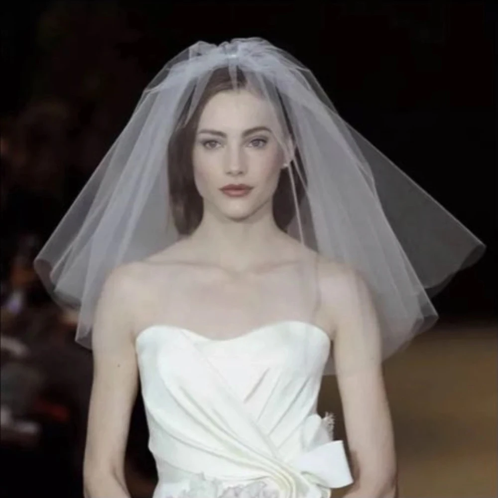 Grazioso in vendita veli da sposa corti velo lunghezza spalla sposa bianco accessorio a un livello