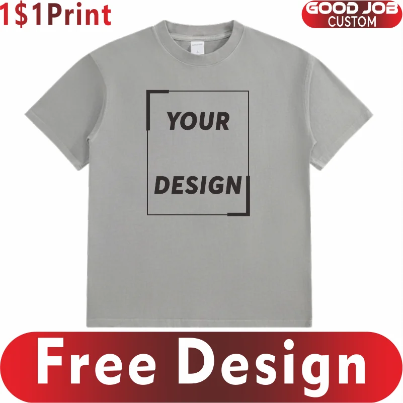 

Custom T-shirt 100% Cotton Short-sleeved Top Design Printing Company Brand Fashion Drop Shoulder Trendy Shirt Embroidery Logo