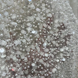 New high-grade sequins beads lace embroidery private custom wedding dress fabrics