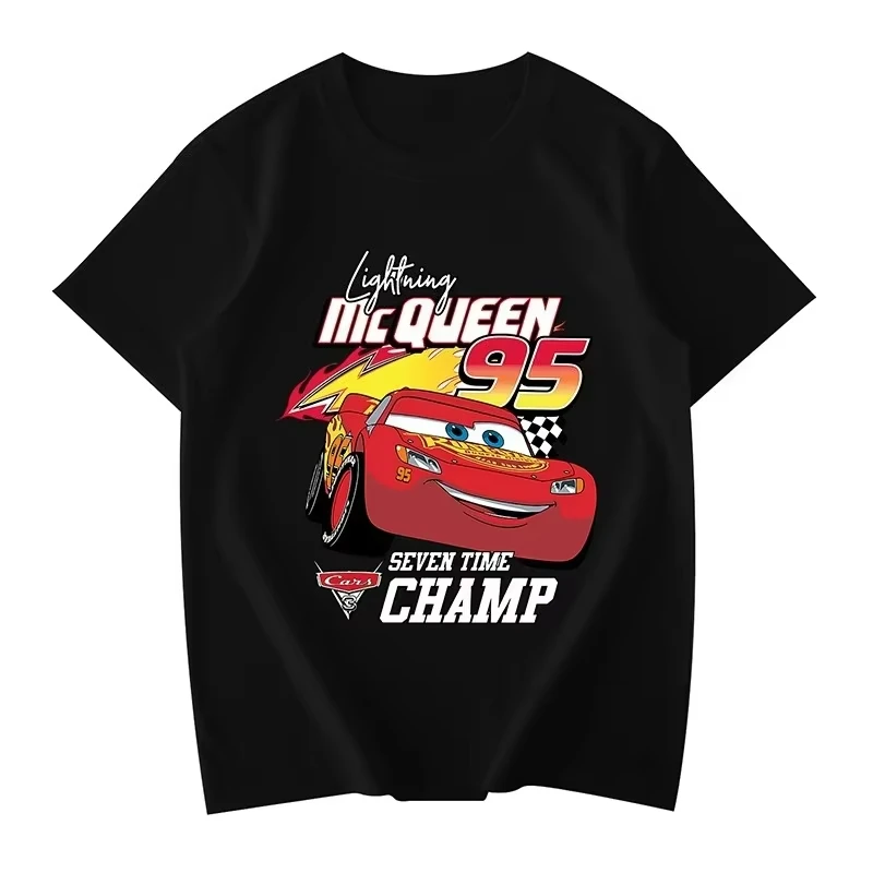 Disney Cars Lightning McQueen Stampa Abbigliamento moda Anime T-shirt casual Donna Uomo T-shirt manica corta allentata in cotone taglie forti