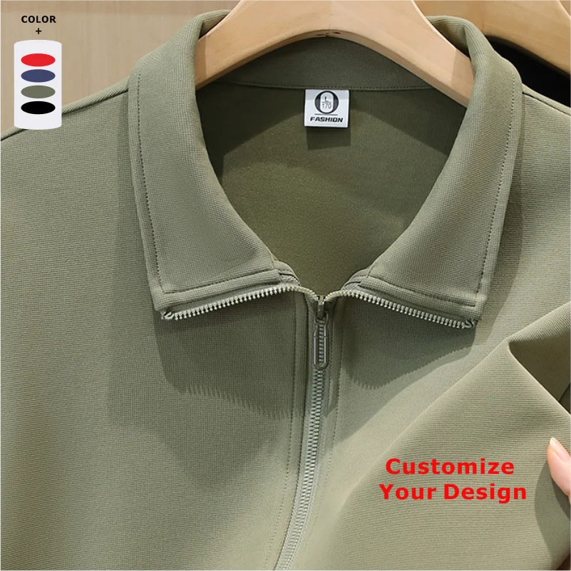 Autumn Unisex Lapel Jacket With Big Pocket Zipper Loose Casual Outerwear Coat Tops Group Uniforms Customized Printed Embroidery