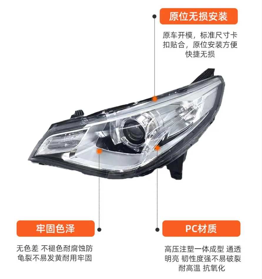 1pcs car bumper headlamp for MG GT headlight 2014~2016y car accessories head lamp MG GT fog lamp