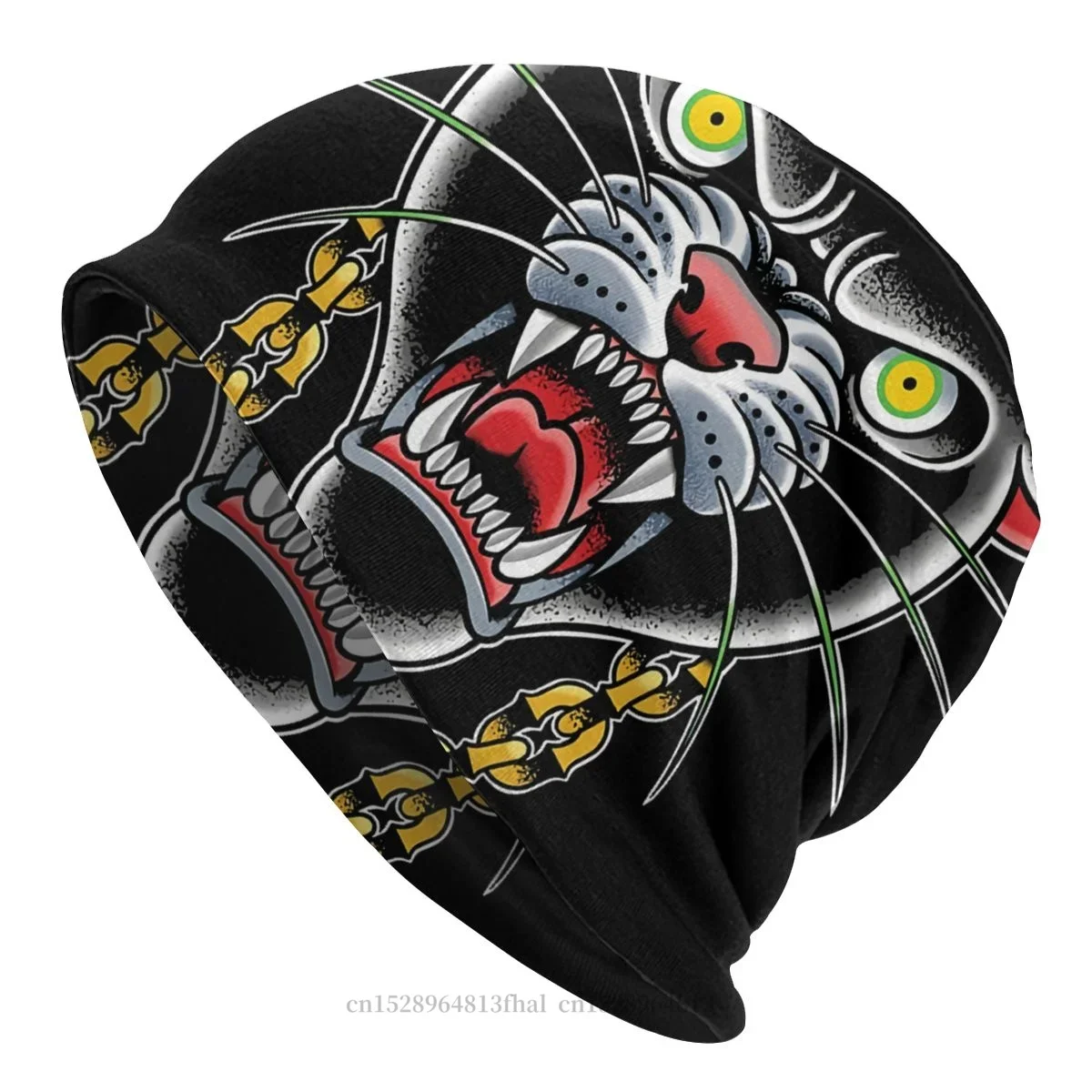 Traditional Tattoo Panther Head Illustration Bonnet Homme Autumn Spring Thin Hat Gothic Skullies Beanies Caps For Men Women Hats