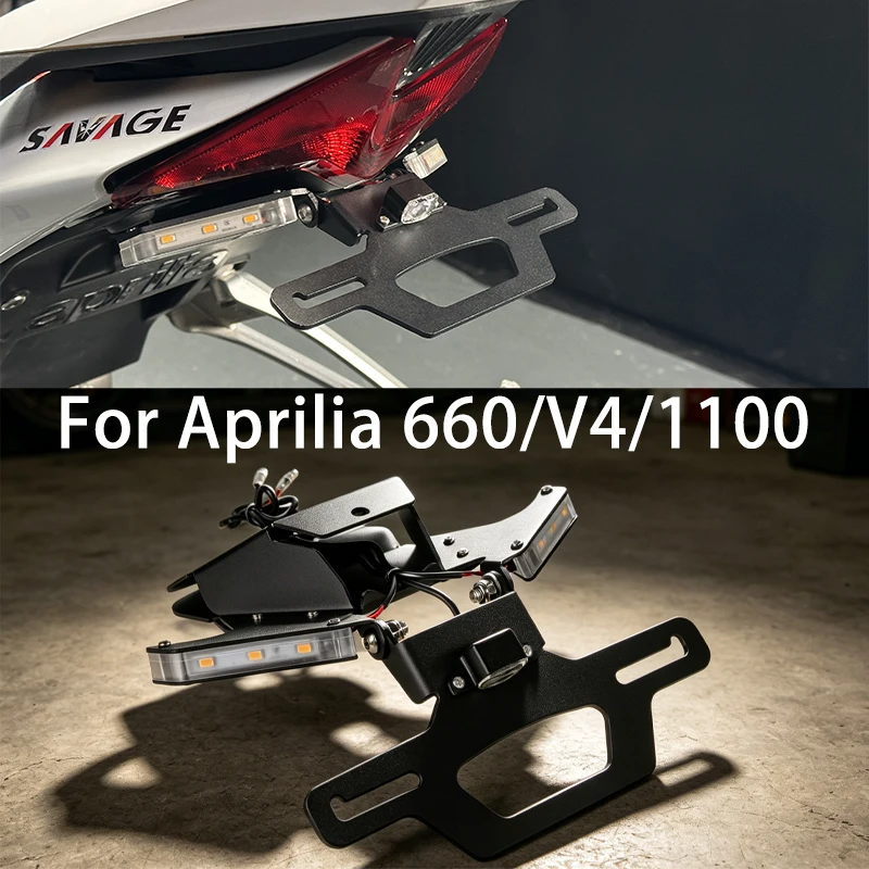 For Aprilia RS660 Tuono 660 V4 RSV4 1100 Factory Foldable License Plate Holder Motorcycle Tail Tidy Fender Eliminator LED Light