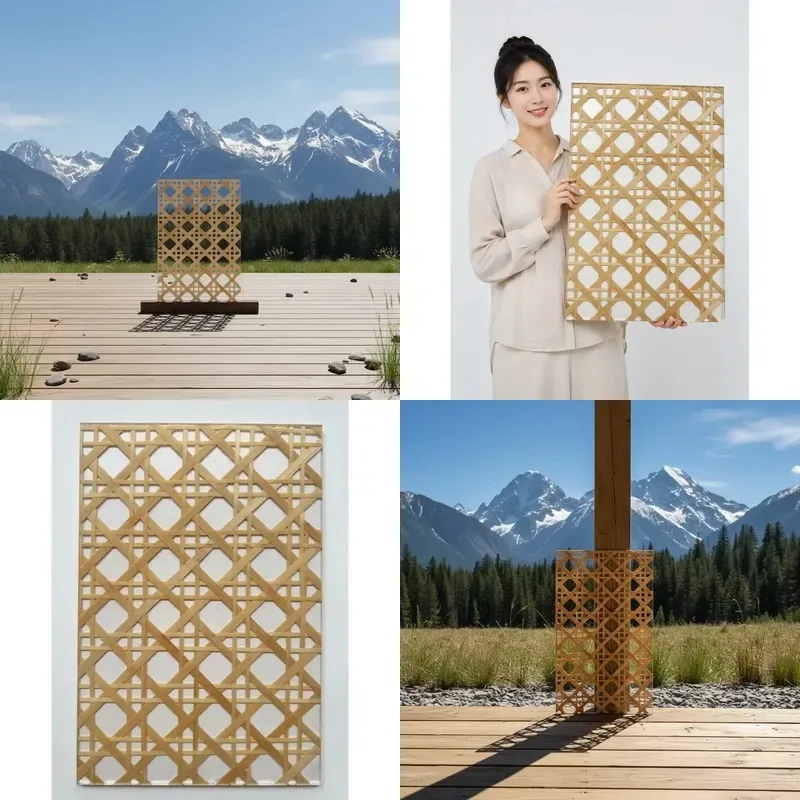 Custom Modern Resin Woven Bamboo Transparent Acrylic Grille Rattan Wall Panel Partition Ceiling Decoration