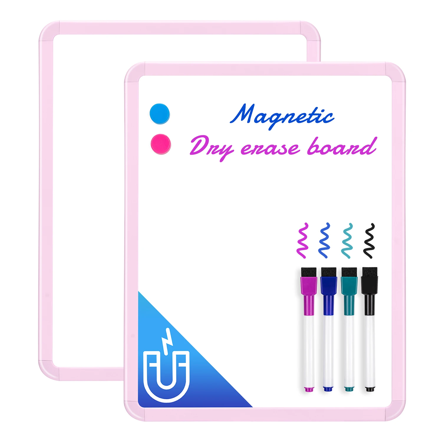 Deli Magnetic Dry Erase Whiteboard with 2 Magnets and 4 Markers, 2 Pack