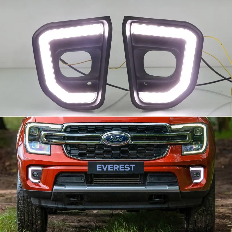 12V LED DRL For Ford Everest  2022 2023 Auto Daylight Turn Signal Car Headlight Daytime Running Light Side Indicator