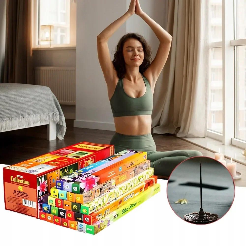 Räucherstäbchen-Set 200 Stück 25 Sorten Indien Aromatherapie Yoga Meditation Set
