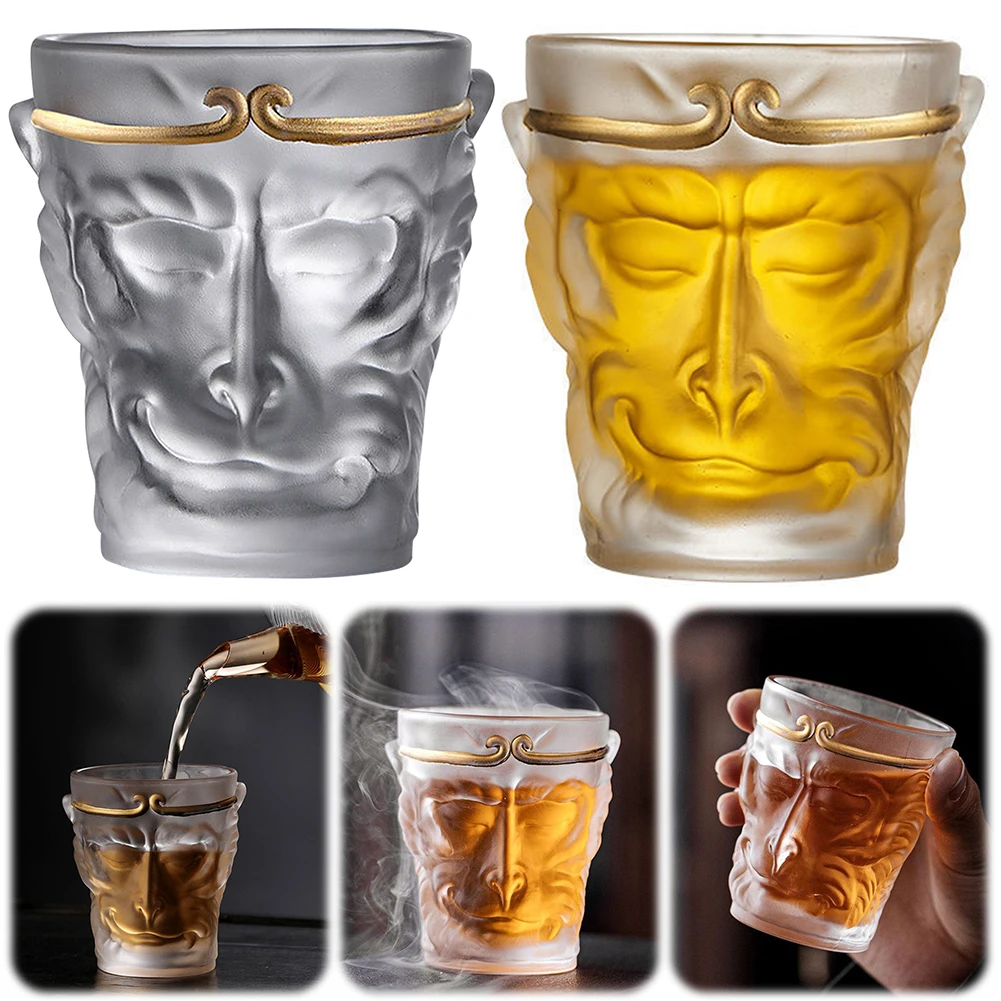 

110ml Monkey King Drinking Cup Chinese Style Sun Wukong Crystal Glass Cup Sun Wukong Kung Fu Tea Cup for Coffee Milk Juice Wine