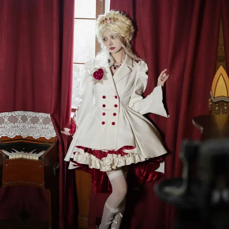 

Double-breasted Blazer Female Japanese Rojita Style Classic Tailored Coat Waist Fishbone Tube Top Irregular Jacket Winter Lolita