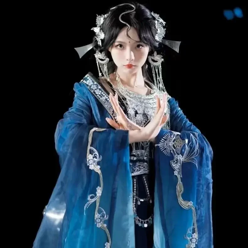 

Юбка с большой талией и вышивкой Южных и северных династий, Wei Jin, китайский стиль, Miaojiang, женский полный ханьфу, женский