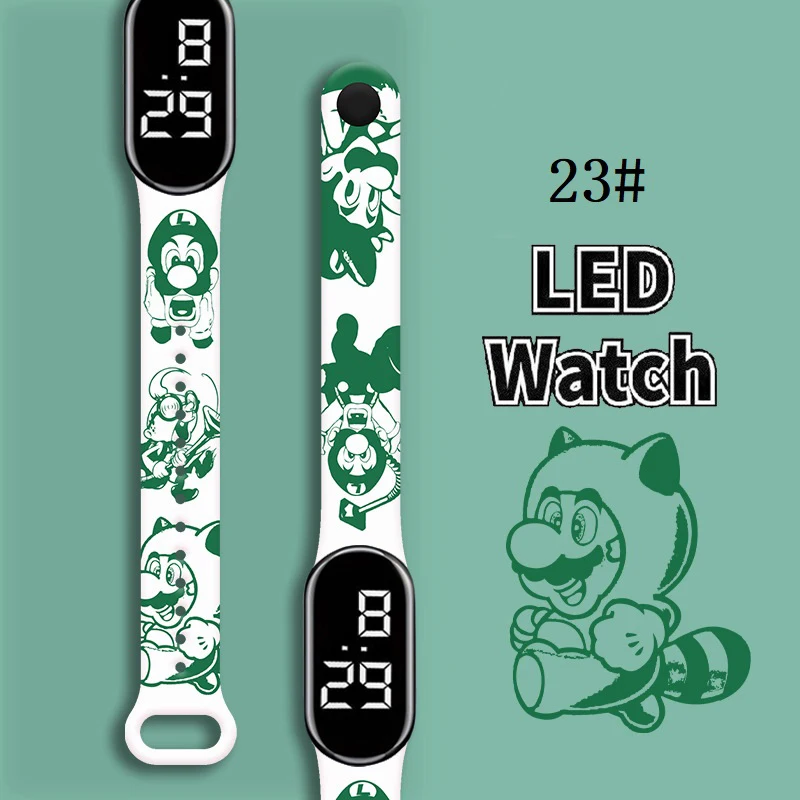 

Super Mario Strap LED Electronic Watch Fashion Colorful Bracelet Touch Waterproof Anime Character Pikachu Educational Children's