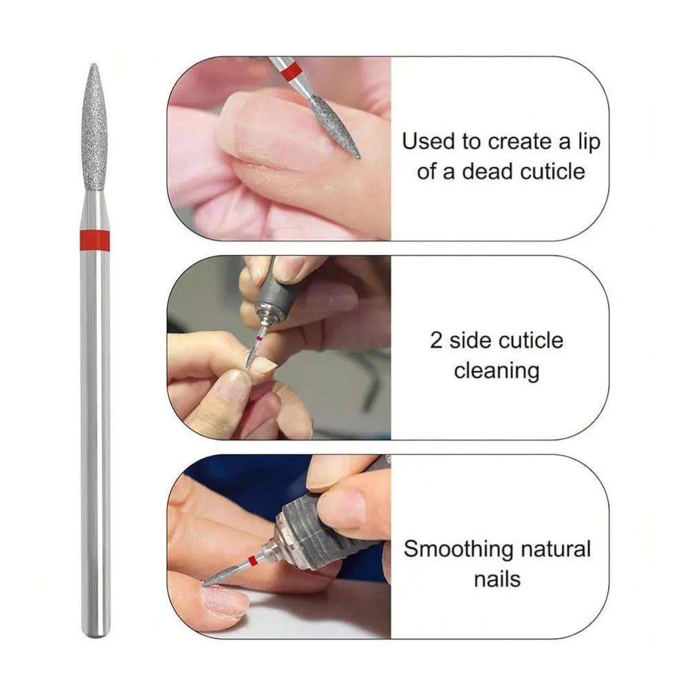 Set di punte per trapano per unghie diamantate di sicurezza professionale, punte per cuticole in carburo da 3/32 pollici per manicure e pedicure elettrici, 10 pezzi