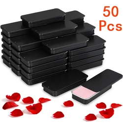 50Pcs Slide Top Tin Small Rectangular Metal Tins Containers with Lids for Lip Balm Candies Jewelry Crafts Pills Storage Boxes