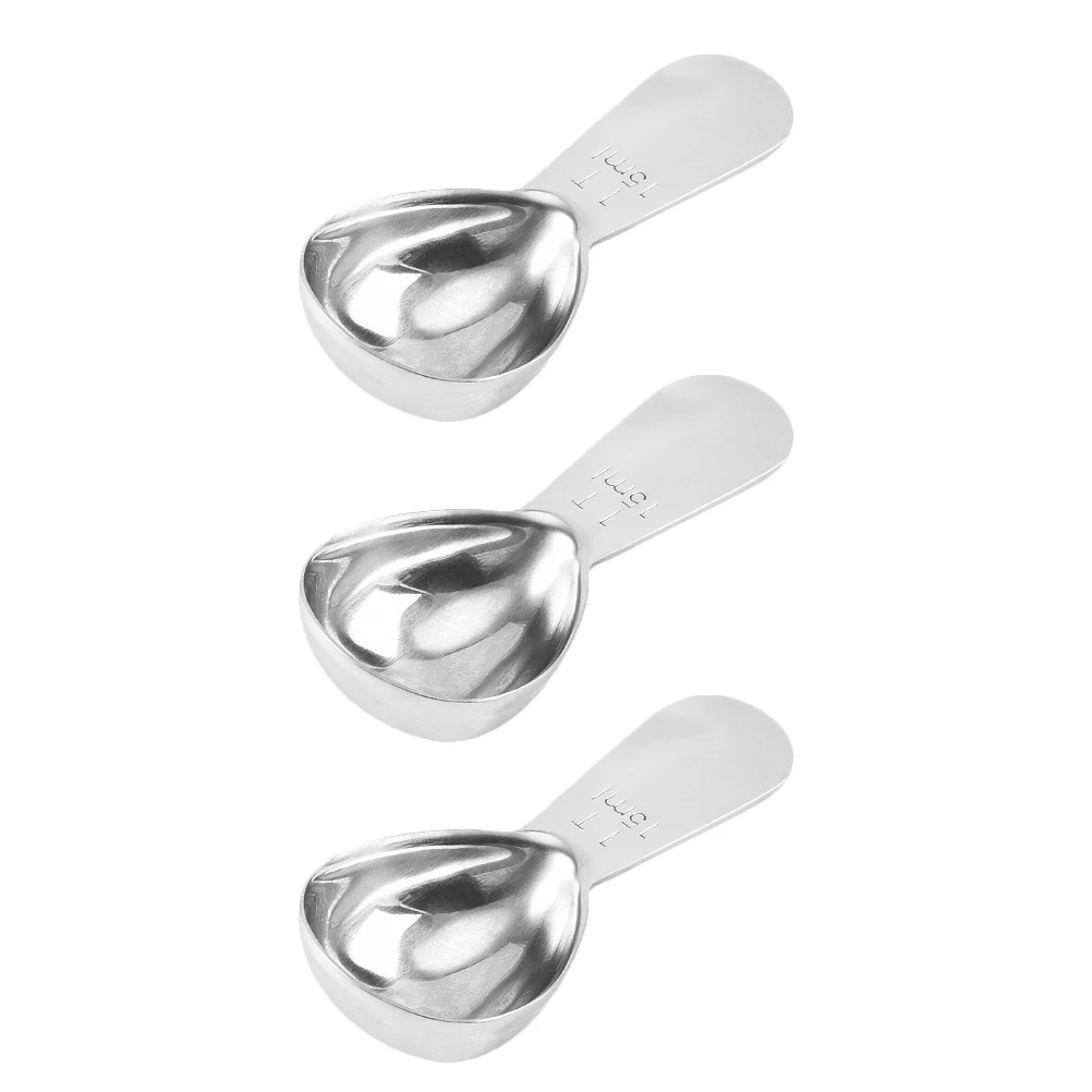

3pcs Stainless Steel Measuring Spoon Coffee Beans Scoop Tablespoon Silver Spoons Classic Style Portable Easy to Clean Anti