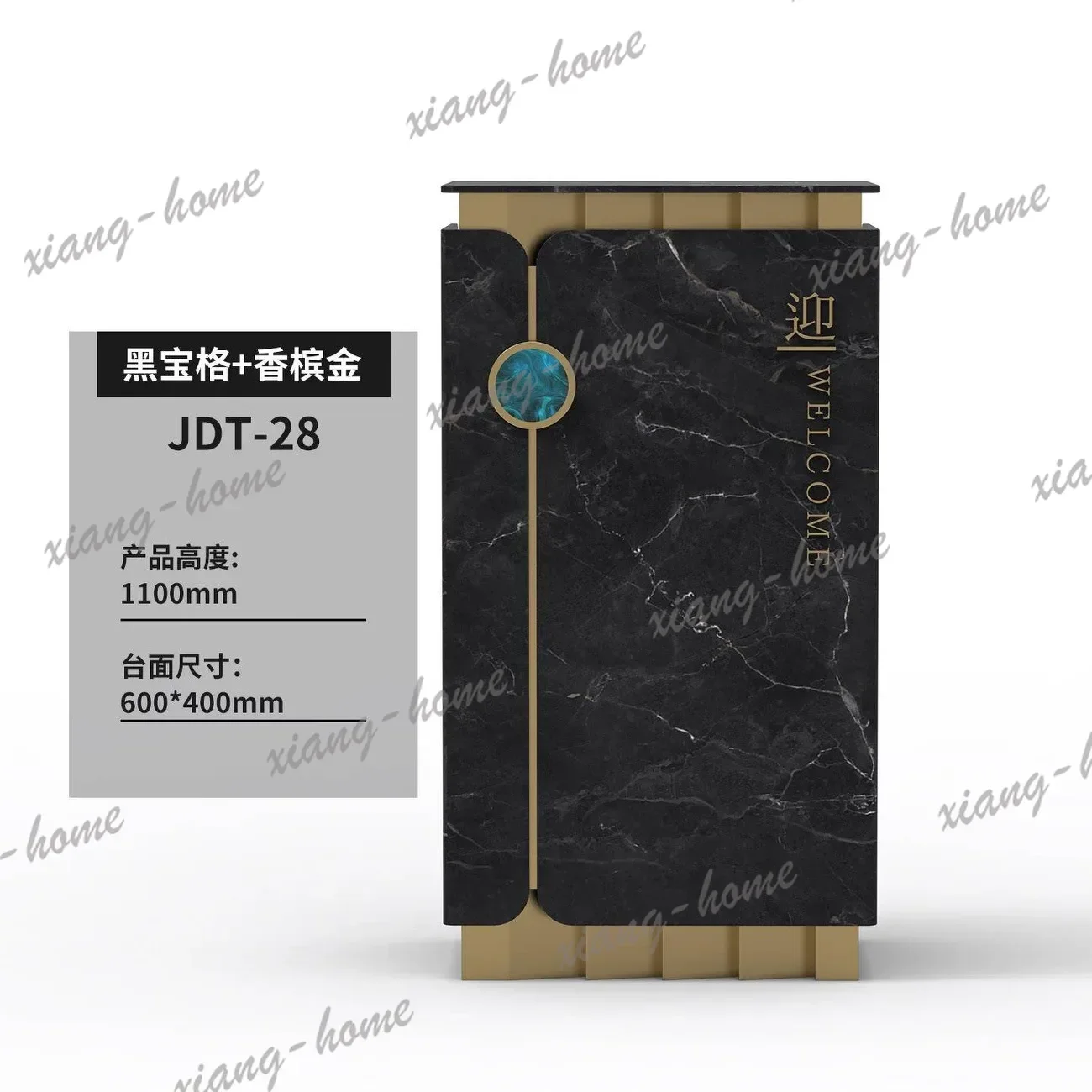 PG Marble welcome desk, reception desk, light luxury hotel sales department, guest desk, stainless steel podium