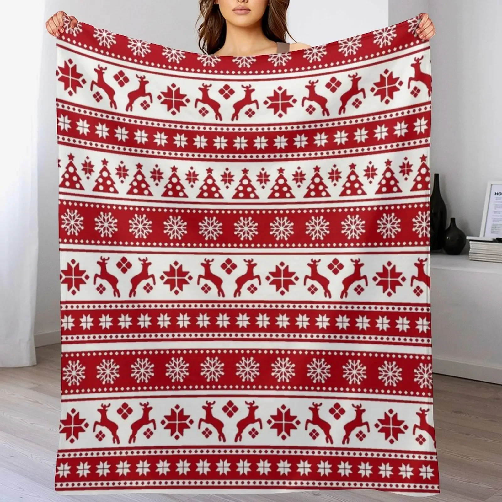 

Christmas Holiday Nordic Pattern Cozy Throw Blanket Bed covers Decorative Beds Luxury Designer Heavy Blankets