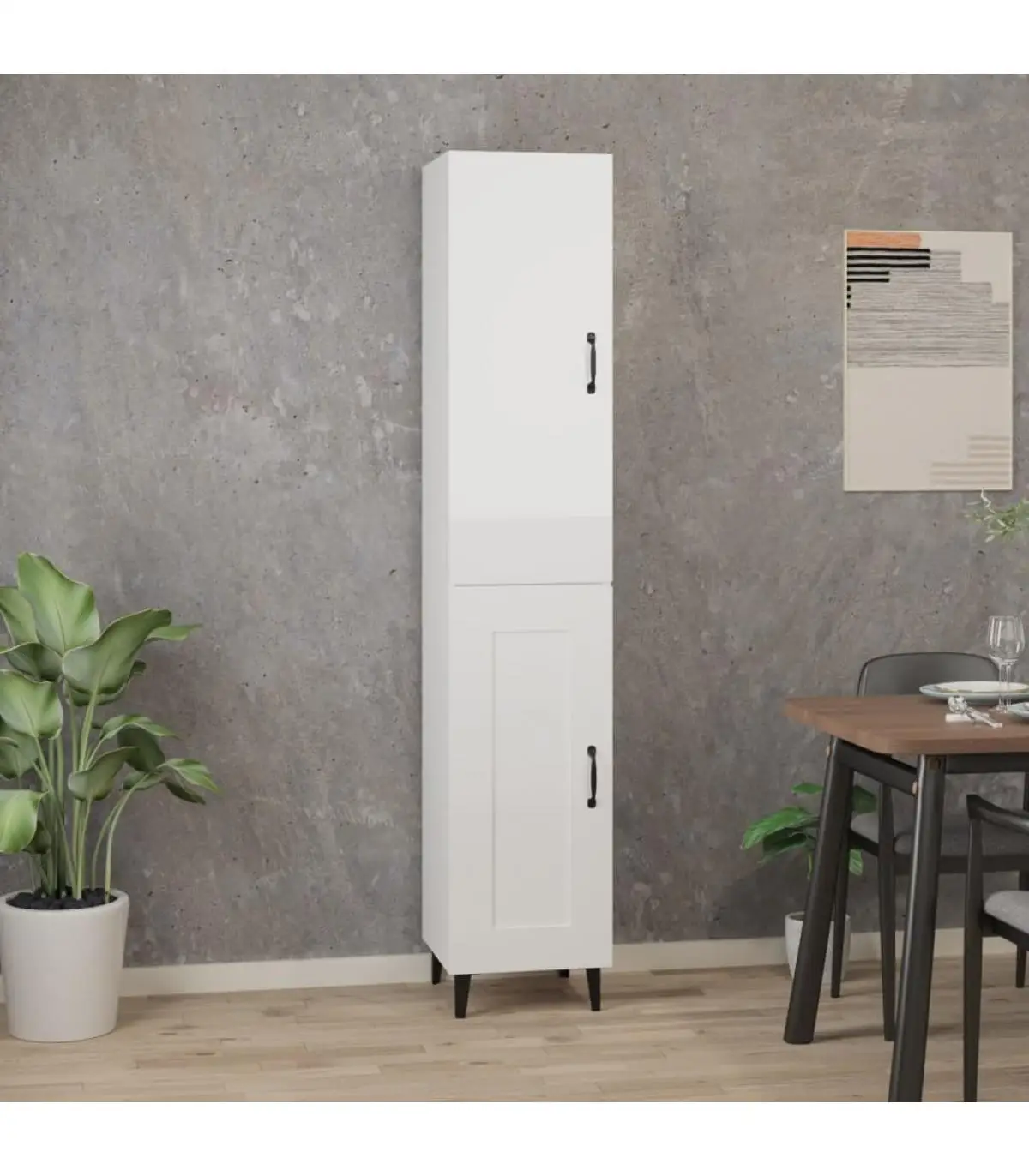 Sideboard high gloss white plywood 34,5x34x180 cm