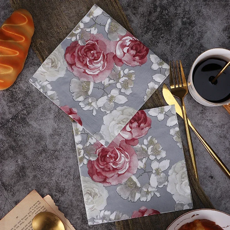 Large Flower Printing Paper Napkins Colorful Napkins Handmade DIY Paper Butterfly Bone Bart Paper Wedding Decoration Supplies