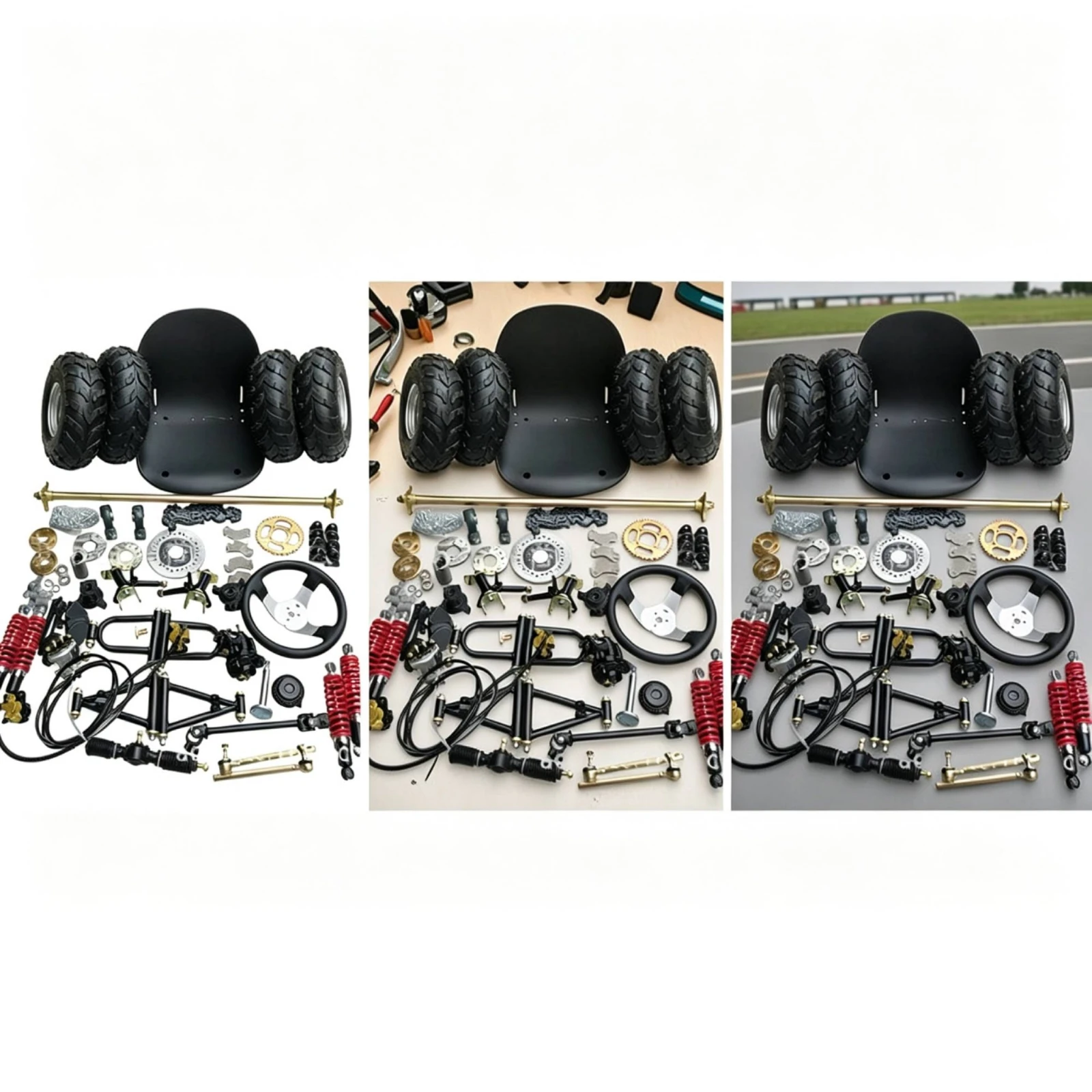 Go-Kart Conversion Kit Modular Go-Kart Parts Kit with Axle High-Strength Compatible for DIYers, Garage Projects, off-Road