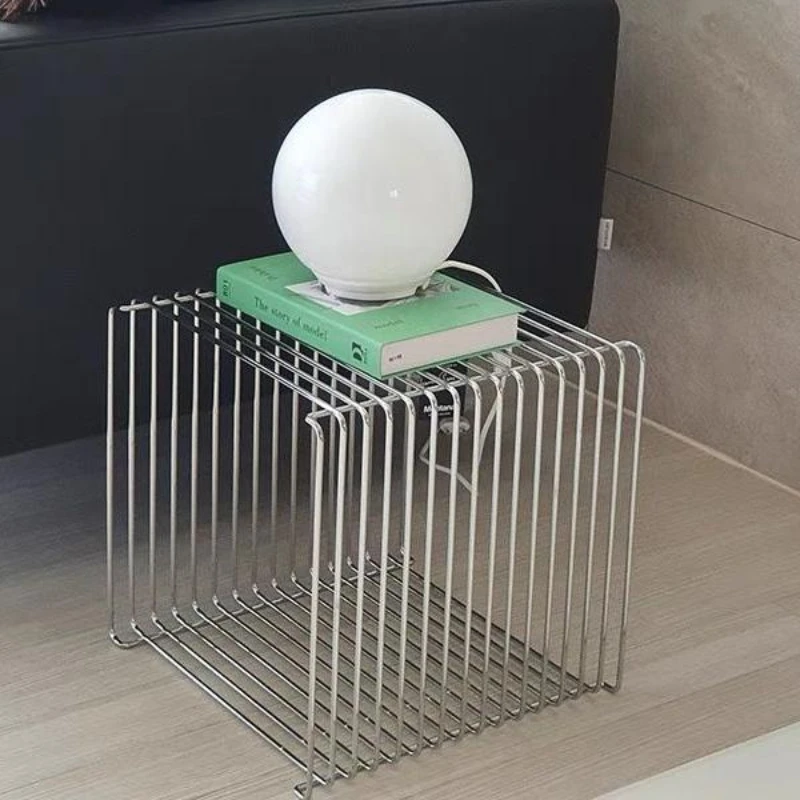 Simple Sofa Side Net Red Medieval Creative Magazine Rack Living Room Wall Small Table Stainless Steel Coffee Table Newsstand