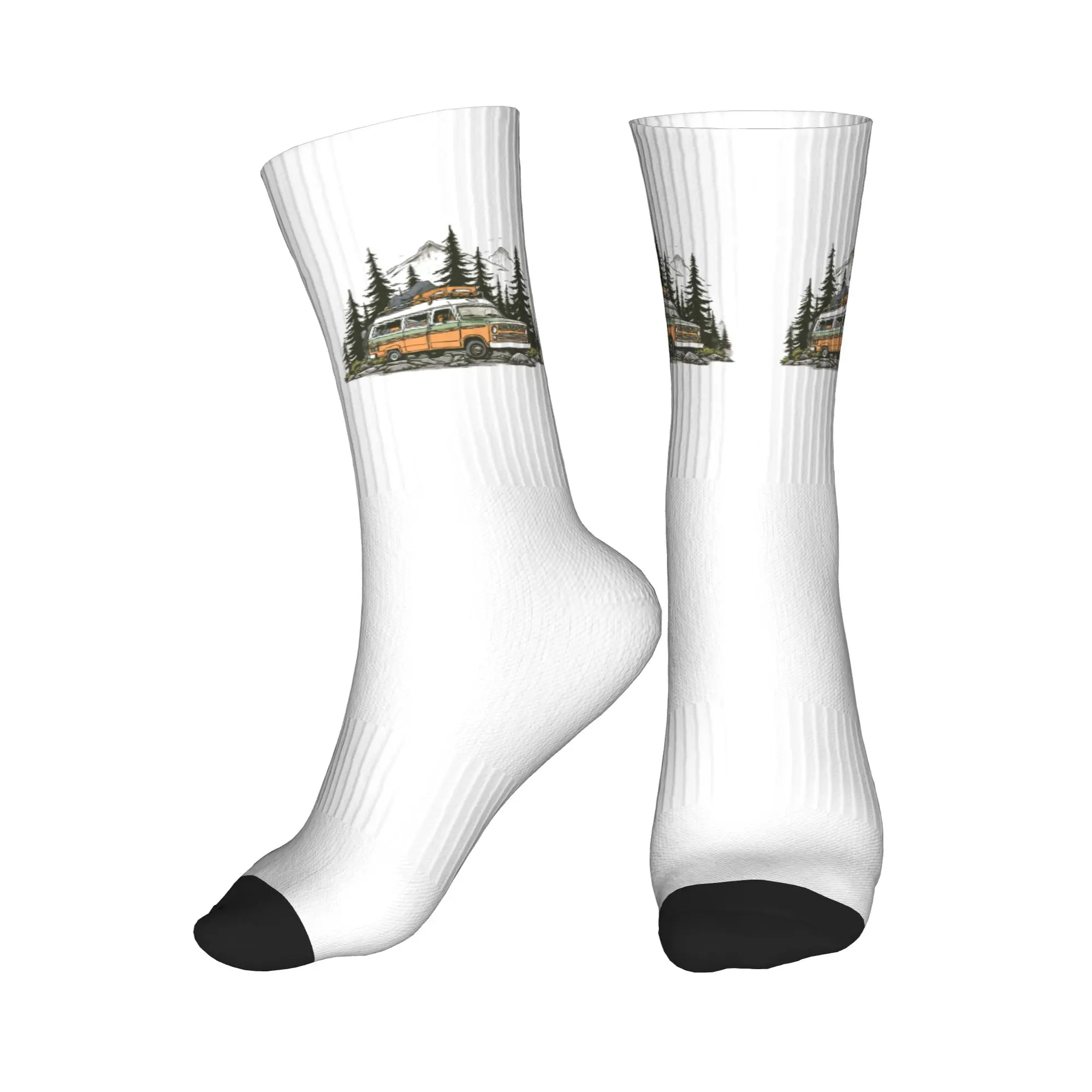

Fashion Men's Adventure Camping Mountain Camper Dress Socks Unisex Breathbale Warm 3D Printed Crew Socks