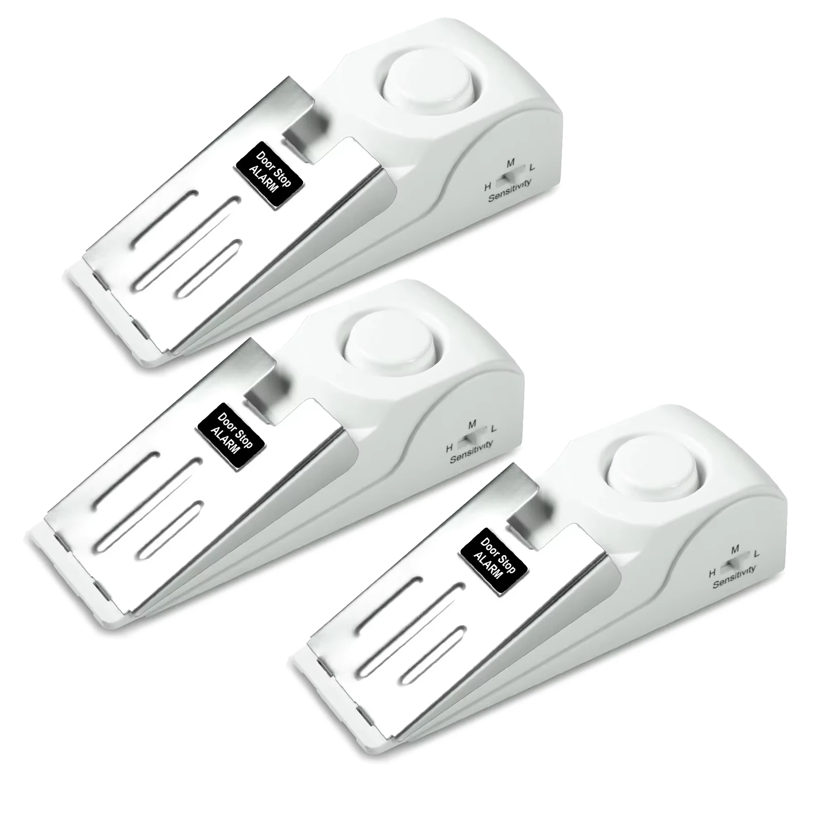 3Pcs 120dB Door Stop Alarm Anti-Theft Security Door Wedge Stopper with 3 Adjustable Sensitivity Portable Door Alarm for Home