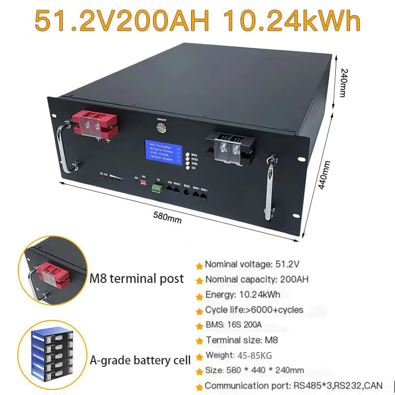 

New 48V 100ah LifePO4 battery Built-in BMS 5kWh CAN/RS485 Communication Protocol 48V 200ah 300ah 10kwh 15kwh Lithium Ion Battery