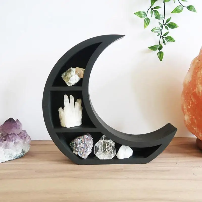 Home Decor Desktop Crystal Moon Shelf Moon Phase Essential Oil Storage Living Room Wall Decoration Shelf Stone Display Shelf