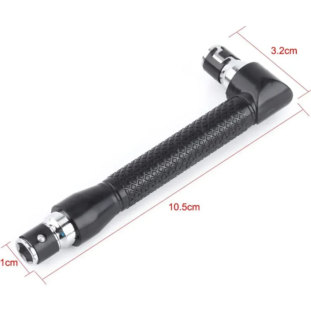 Stonego L-Shape Socket Wrench 1/4 Hex Bit Holder Double Head Wrench Screwdriver Adapter Portable Hand Tool DIY Garage
